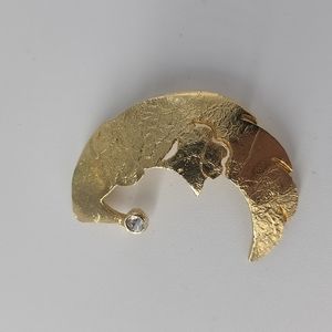 Vintage Ultra Craft Pin 1980s Brooch Moon Gold Tone